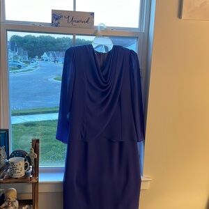Elegant Blue/Purple Cocktail/Wedding Guest Knee Length Dress